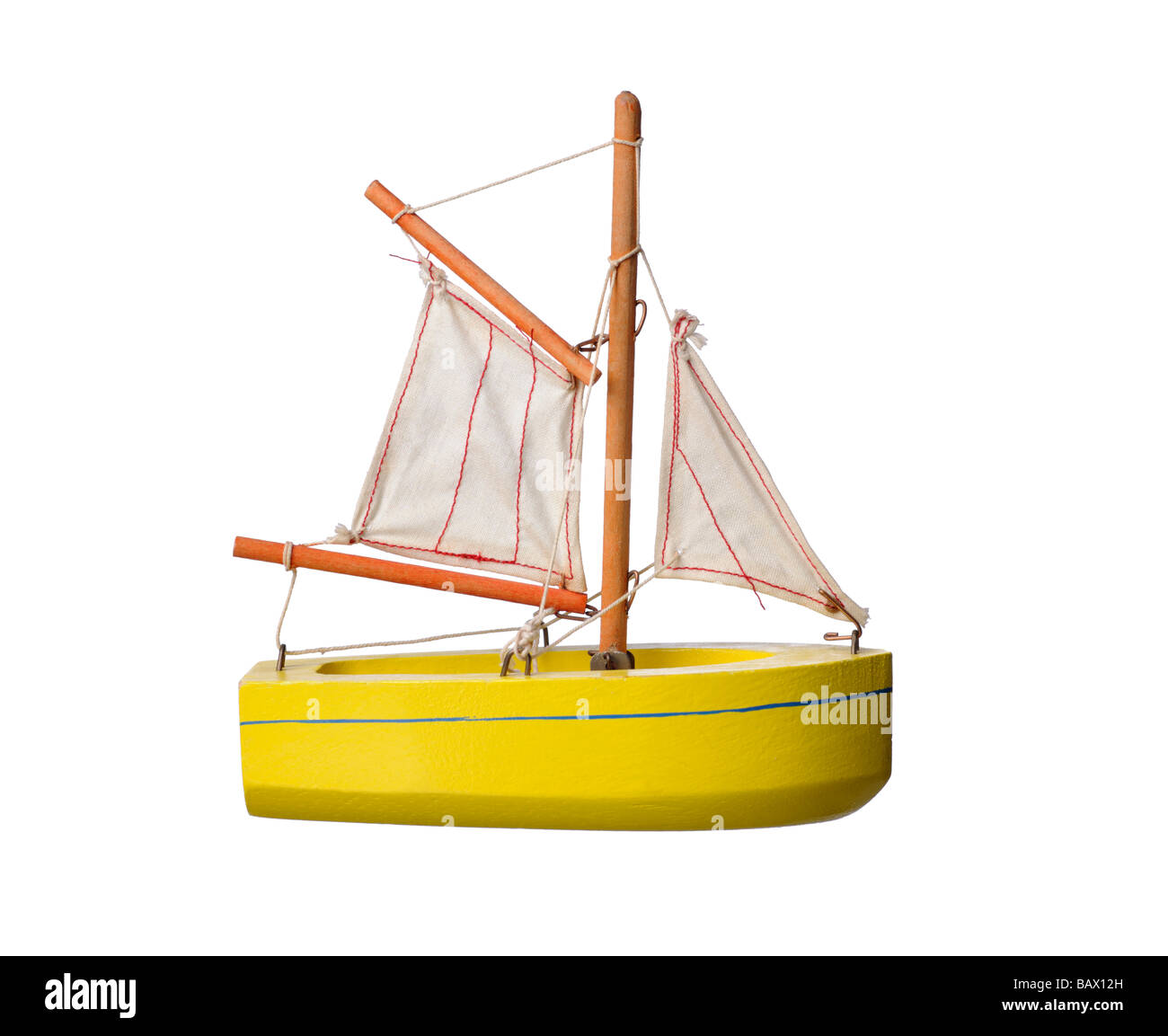 Wooden toy sail boat Stock Photo