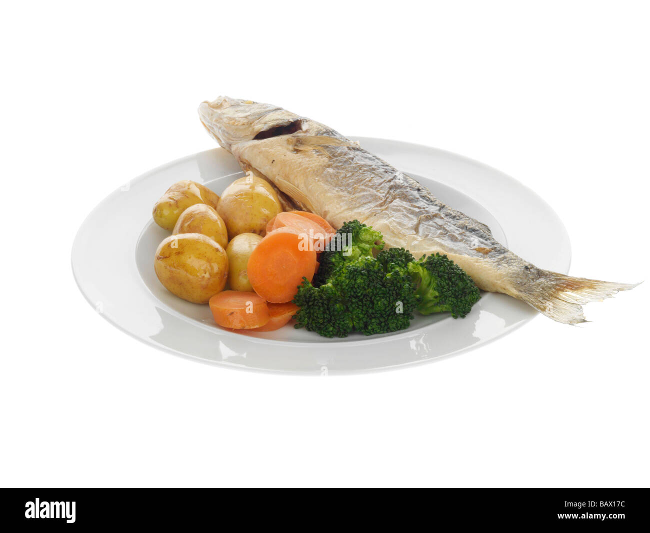 Sea Bass with Vegetables Stock Photo Alamy