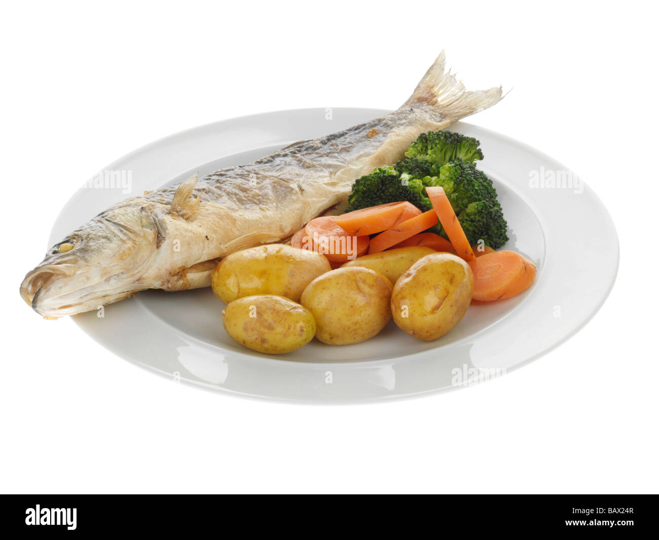 Sea Bass with Vegetables Stock Photo Alamy