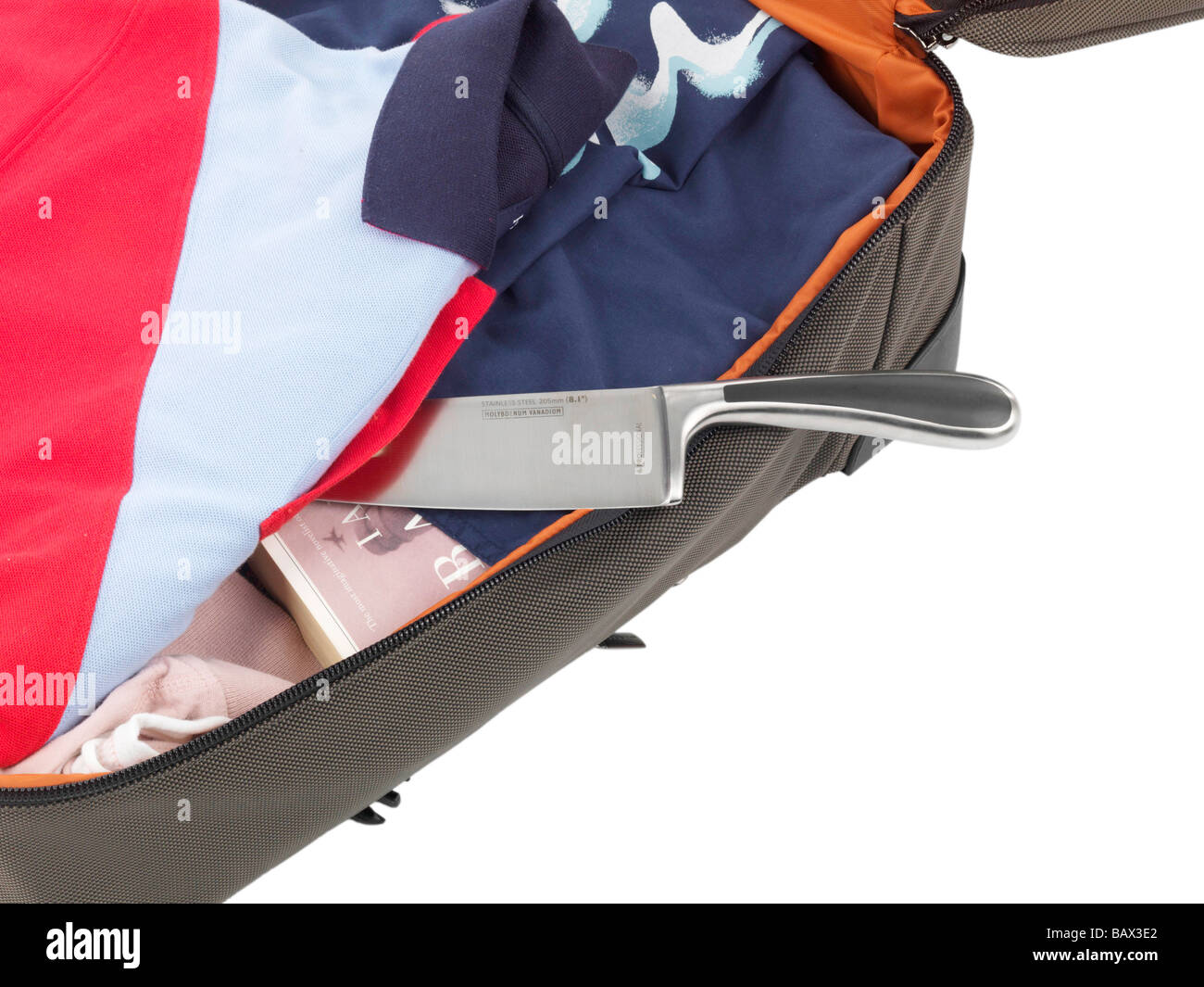 Suitcase with Knife Stock Photo Alamy