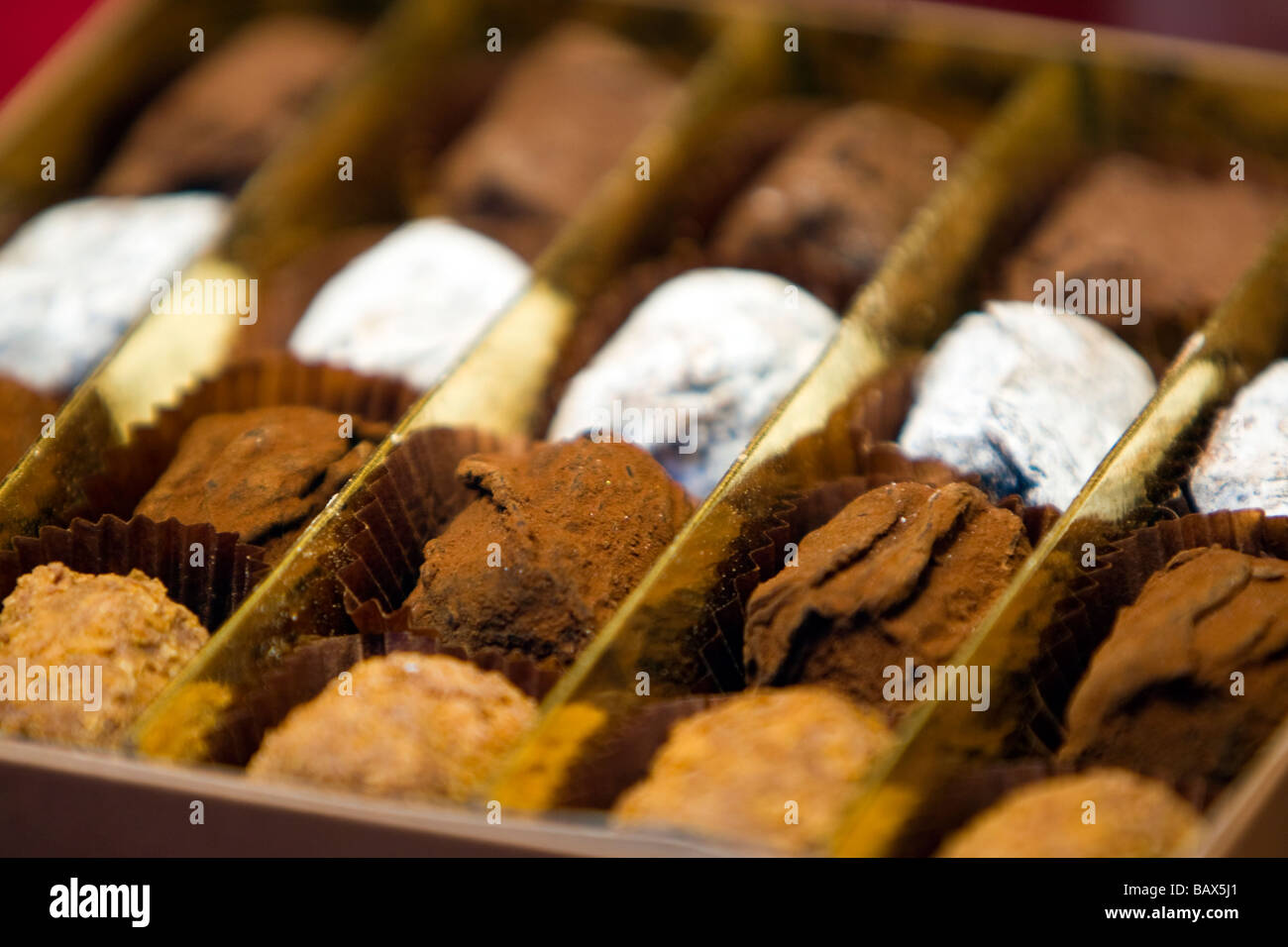 Luxury Belgian Chocolates and truffles on Display Brussels , Belgium