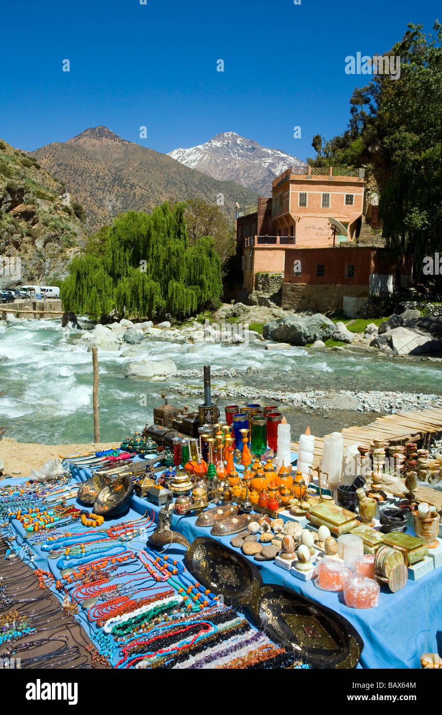 Snow on the mountains in Setti Fatma Ourika Valley Morocco Stock Photo