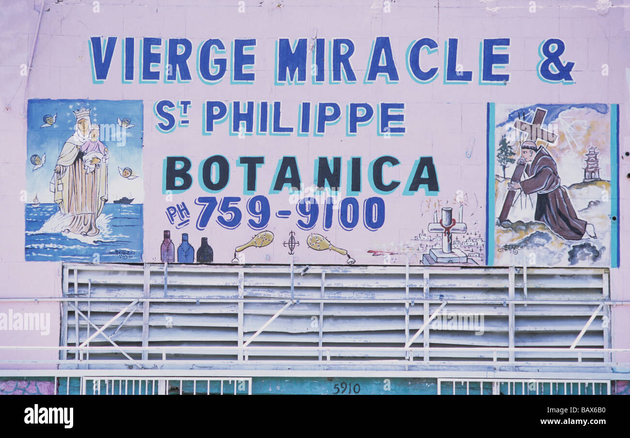 Sign for Botanica Little Haiti Miami Florida USA Stock Photo