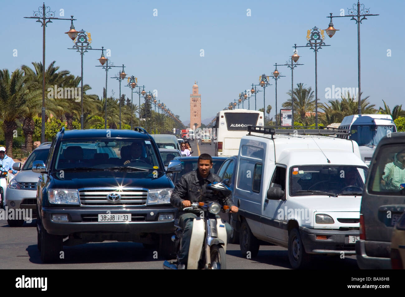 Traffic at Marrakech in Morocco Stock Photo