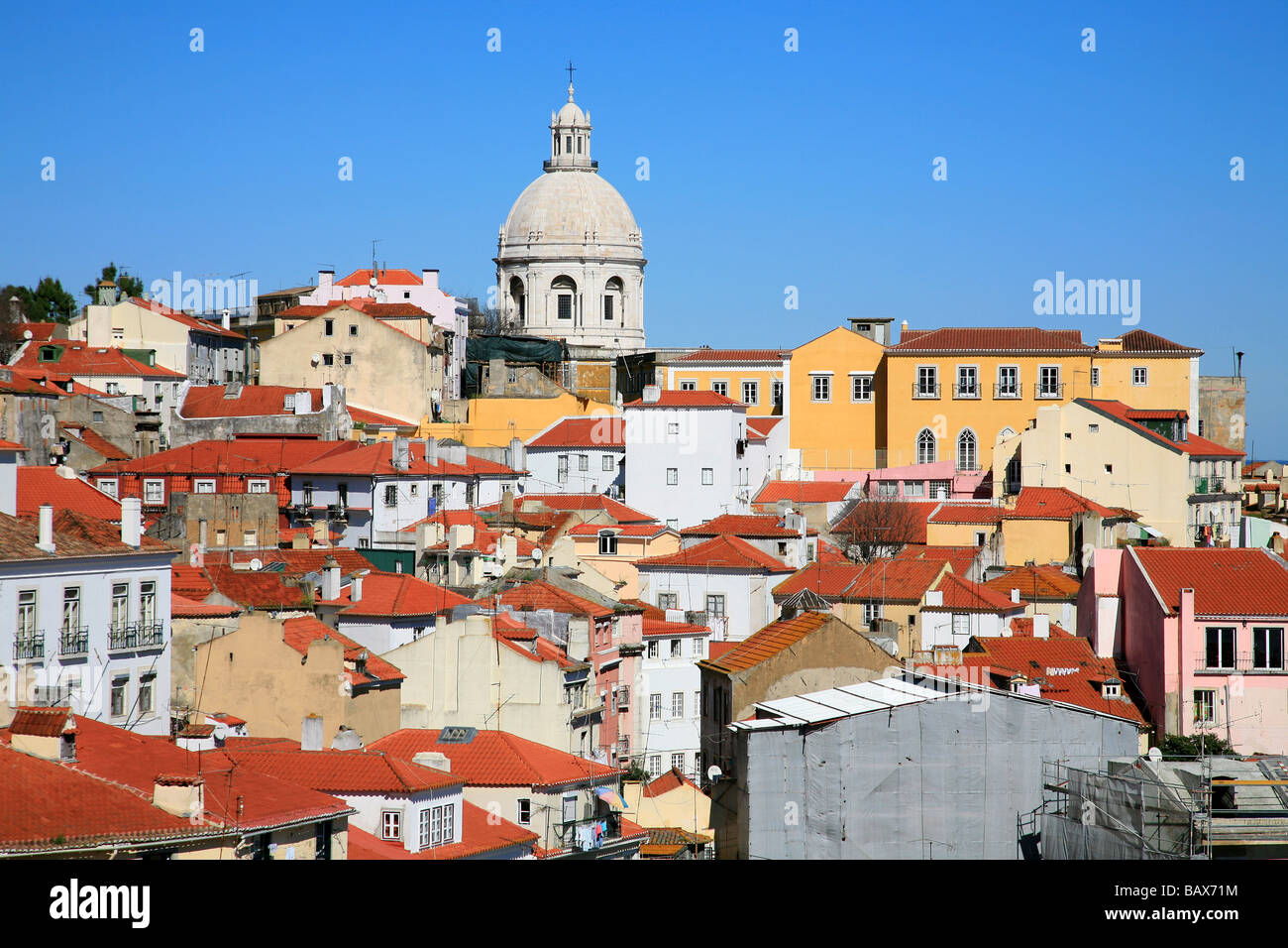 Panoramic view of the church of Santa Engracia (National Pantheon) and the Alfama District in Lisbon, Portugal Stock Photo