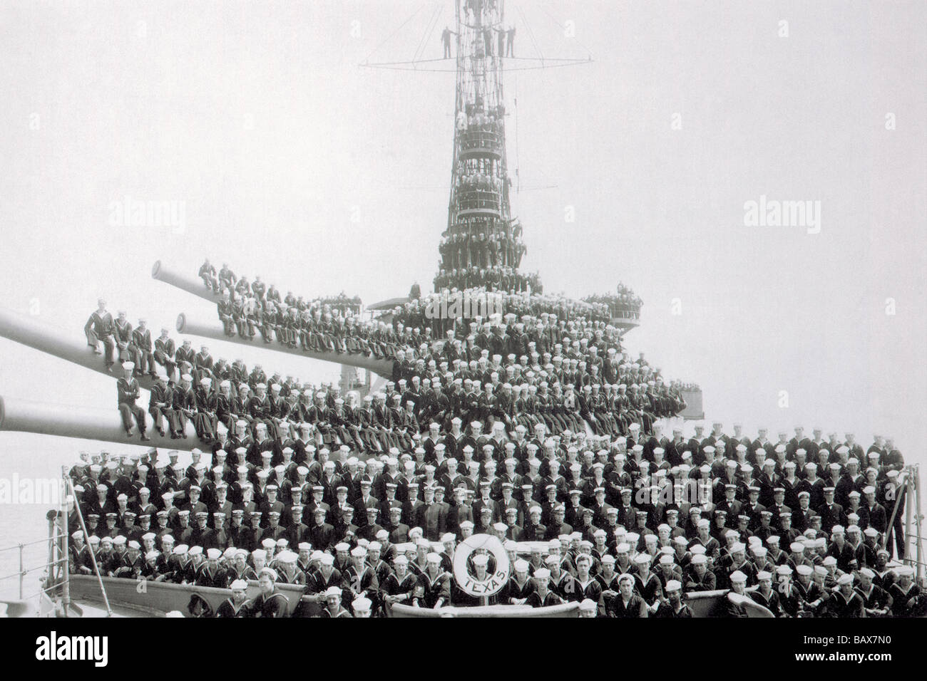 Crew of the USS Texas Stock Photo