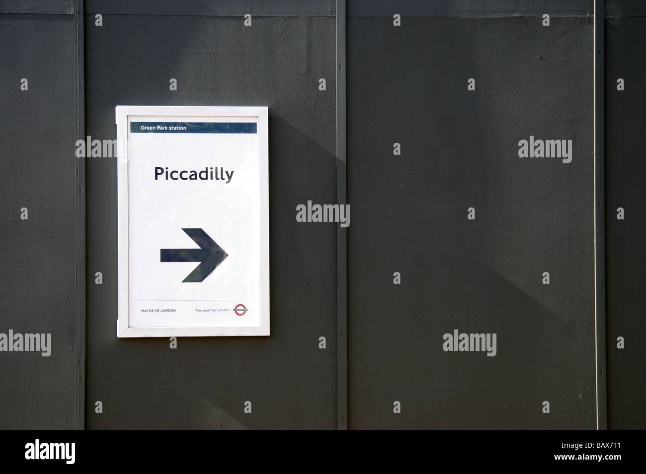 Direction arrow to Piccadilly London UK Stock Photo Alamy