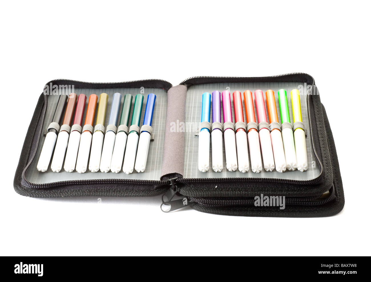 Many sharp pencils in pencil case on white background Stock Photo - Alamy