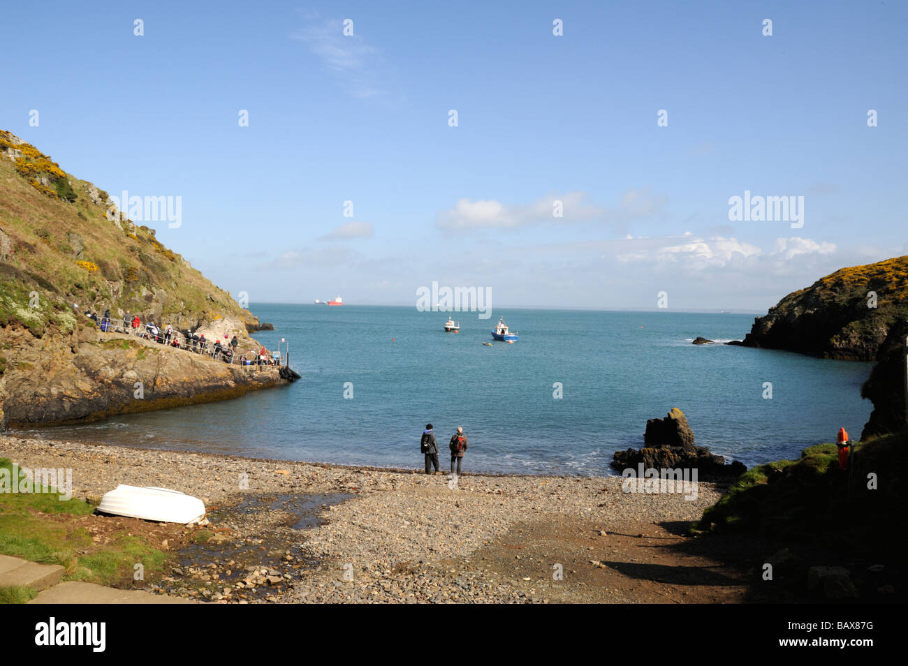 Waiting for the ferry across to Skomer Island Pembrokeshire Wales Stock Photo