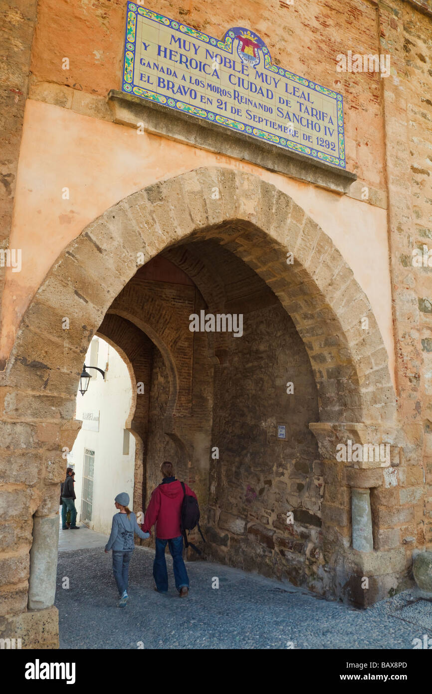 Town gate of Tarifa, Cadiz Province, Spain Stock Photo