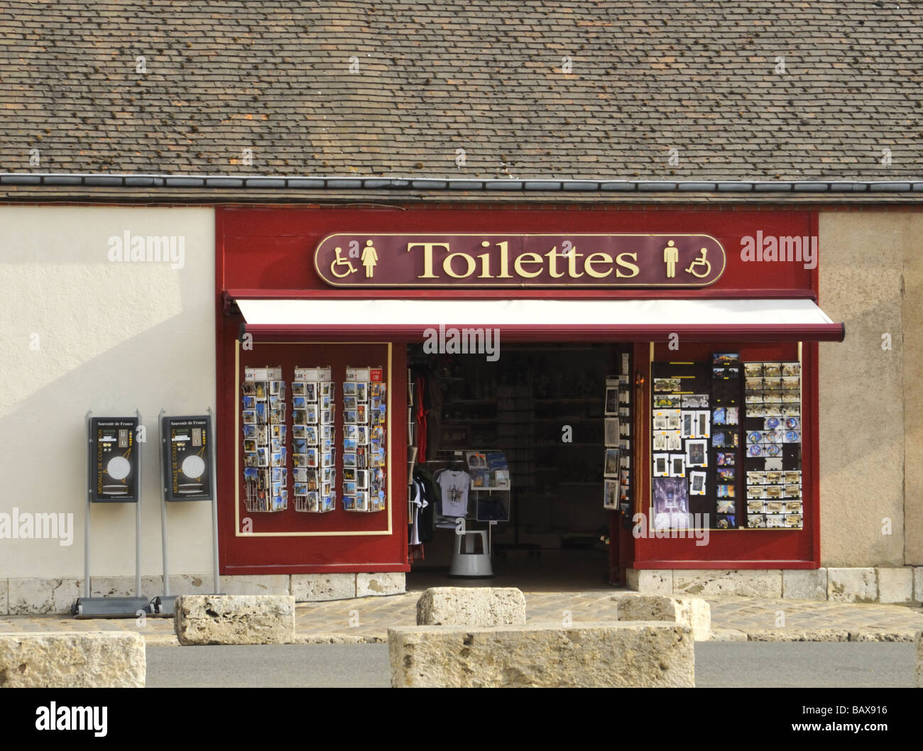Paid toilet in the souvenir shop by the Chartres cathedral France Stock Photo