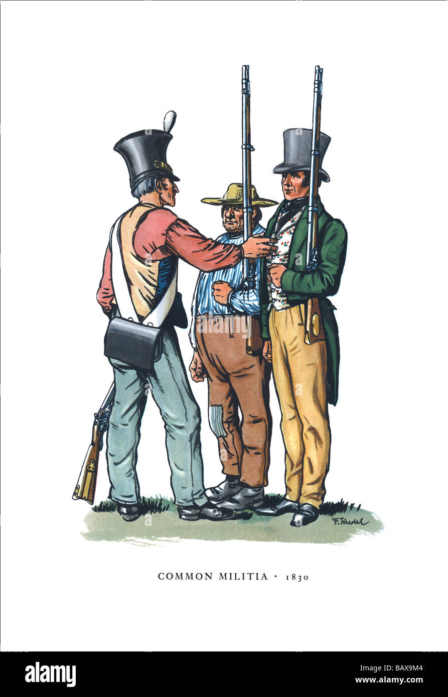 Common Militia,1830 Stock Photo