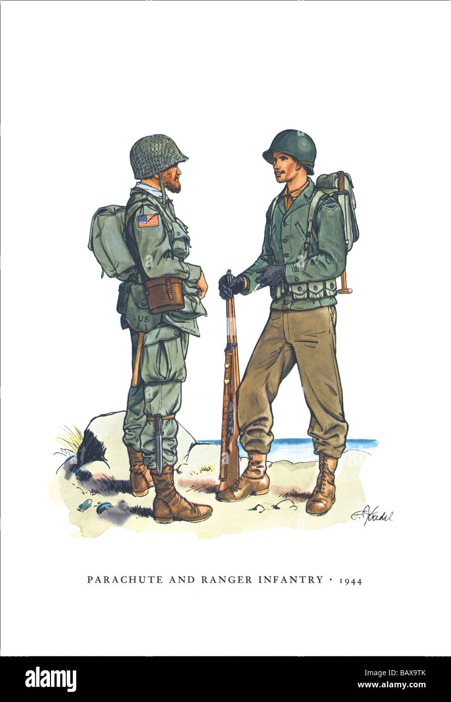 Parachute and Ranger Infantry,1944 Stock Photo