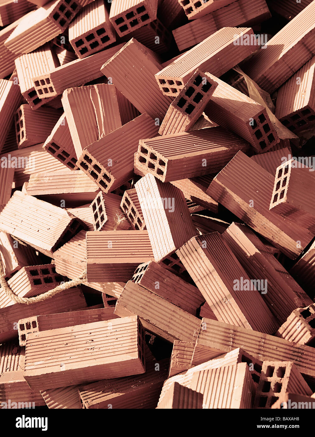 Cavity bricks used in construction Stock Photo