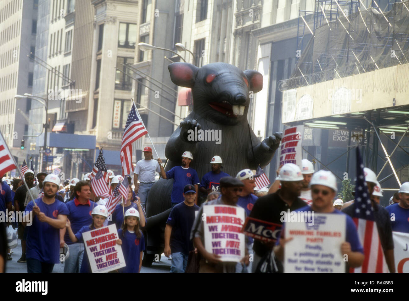 Giant inflatable rat in the Labor Day parade in New York Stock Photo
