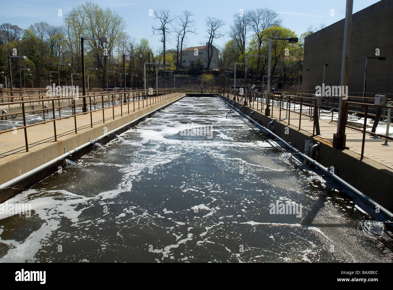 Aeration tanks at the Yonkers Sewage Treatment Plant in the city of