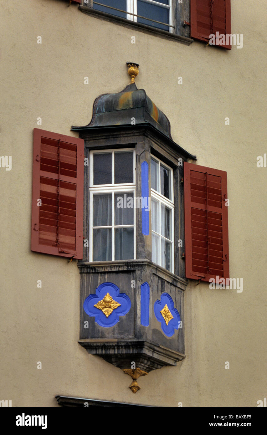 Oriel window in Chur in Graubunden canton Switzerland Stock Photo