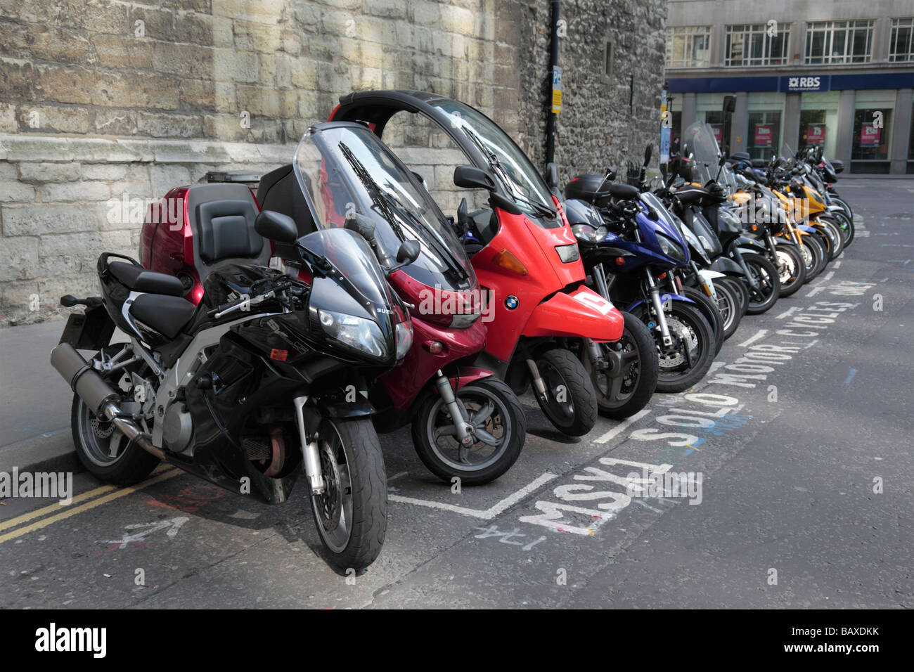 Motorbike parking in the City of London Stock Photo Alamy
