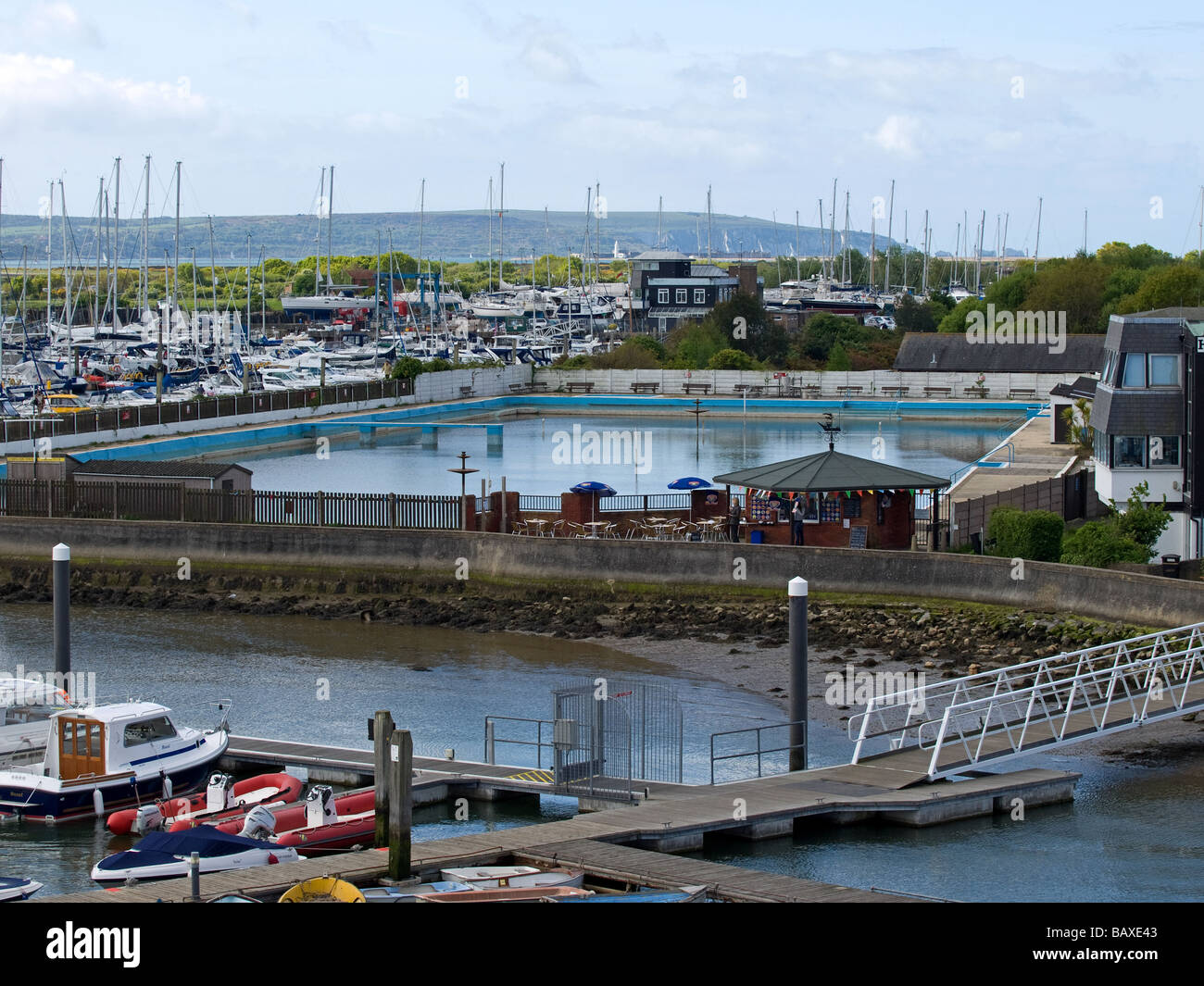 Lymington sea water swimming pool Hampshire UK Stock Photo