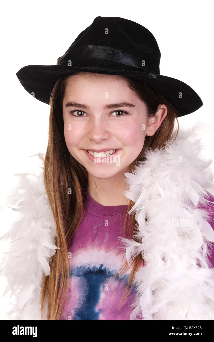 A young teenager dresses in a funky outfit to express her individuality Stock Photo