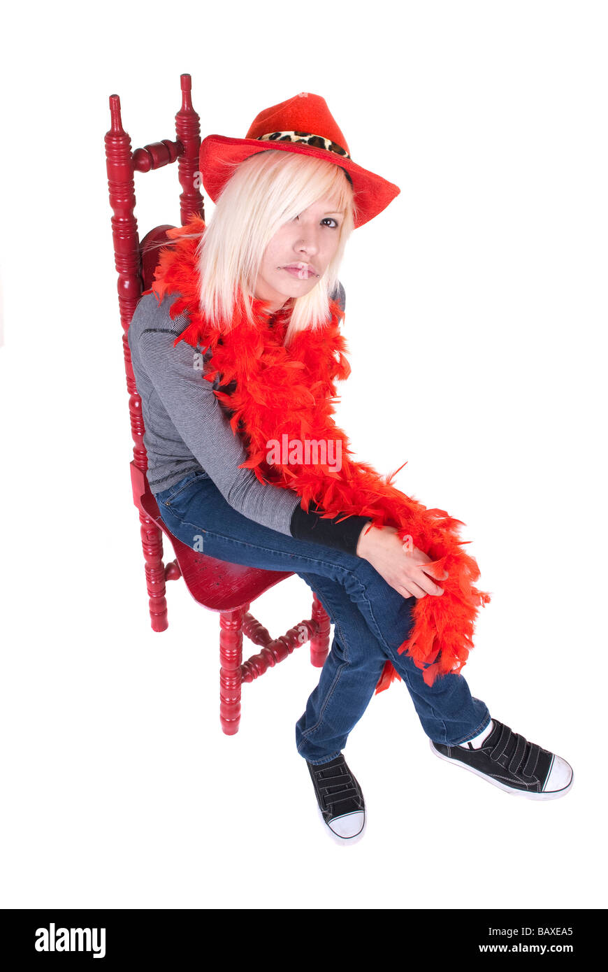 Young adult expressing his individuality by dressing in wild colors Stock Photo