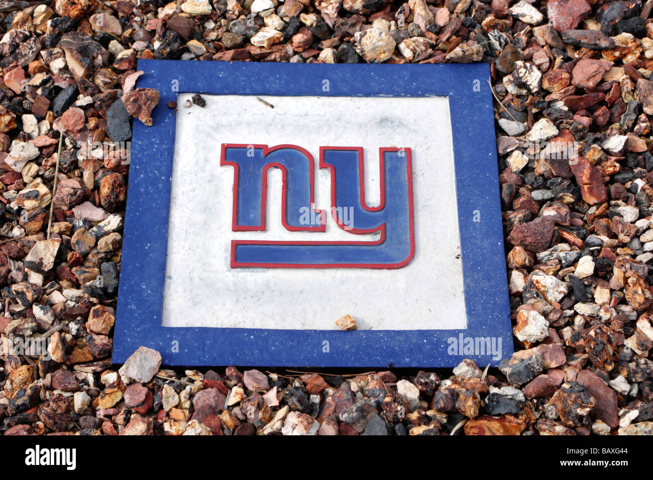 Decorative Rock with the New York Giants Football Team Logo Stock Photo