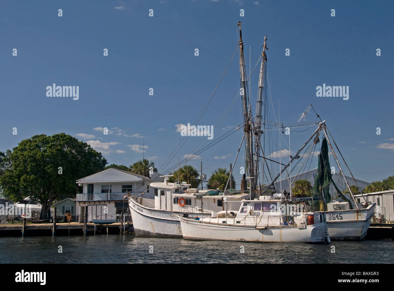 Sponge Docks District Waterfront in Tarpon Springs Florida Stock Photo