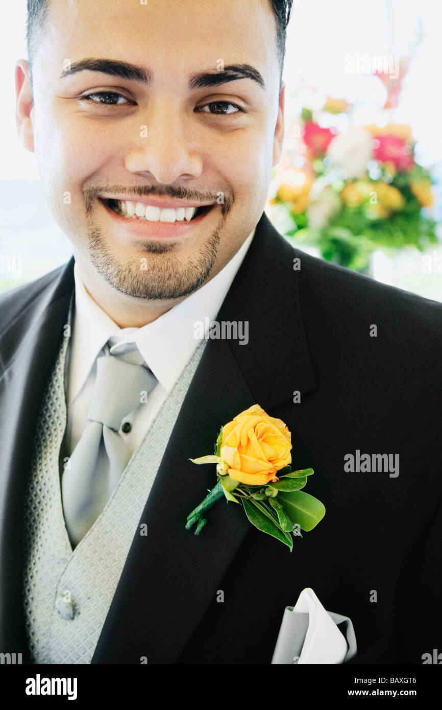 Hispanic man wearing tuxedo Stock Photo Alamy