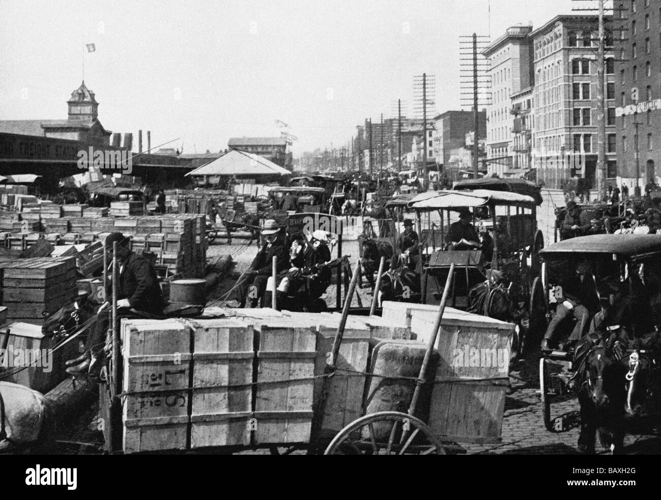 Unloading at the Docks Near West Street,New York City Stock Photo