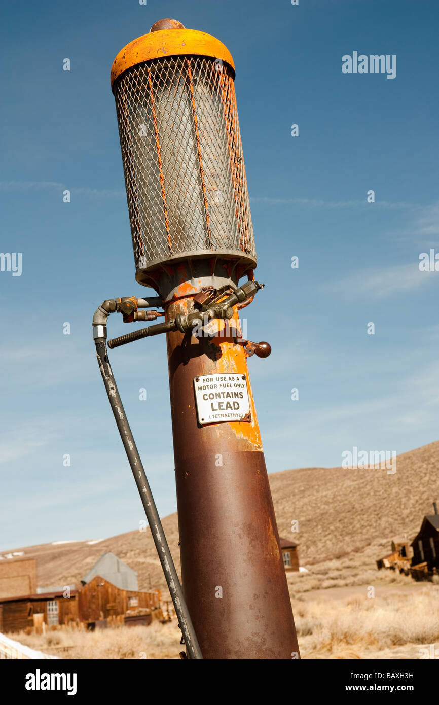 Vintage gas pump in the abandoned ghost town of Bodie, CA Stock Photo