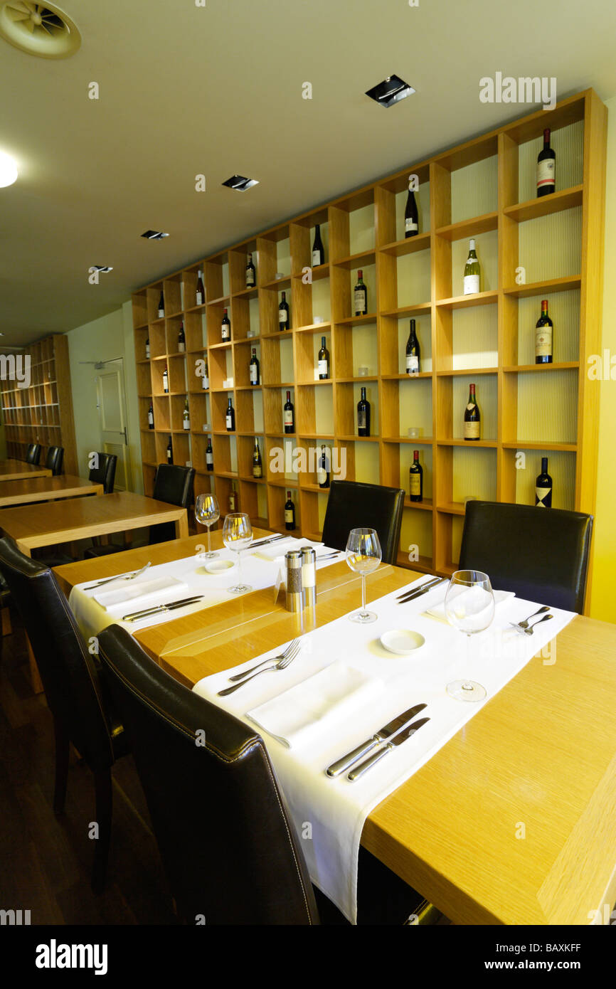 Table settings inside Restaurant Balthazar, Basel, Switzerland Stock ...