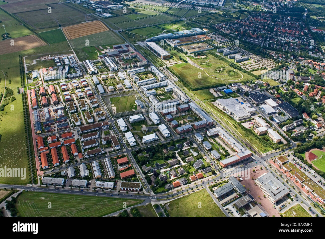 aerial view of Kronsberg housing district an Expo project, Bemerode