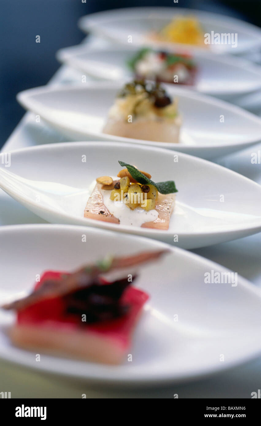 Raw dishes in Restaurant Anthos, Manhattan, New York, USA, America