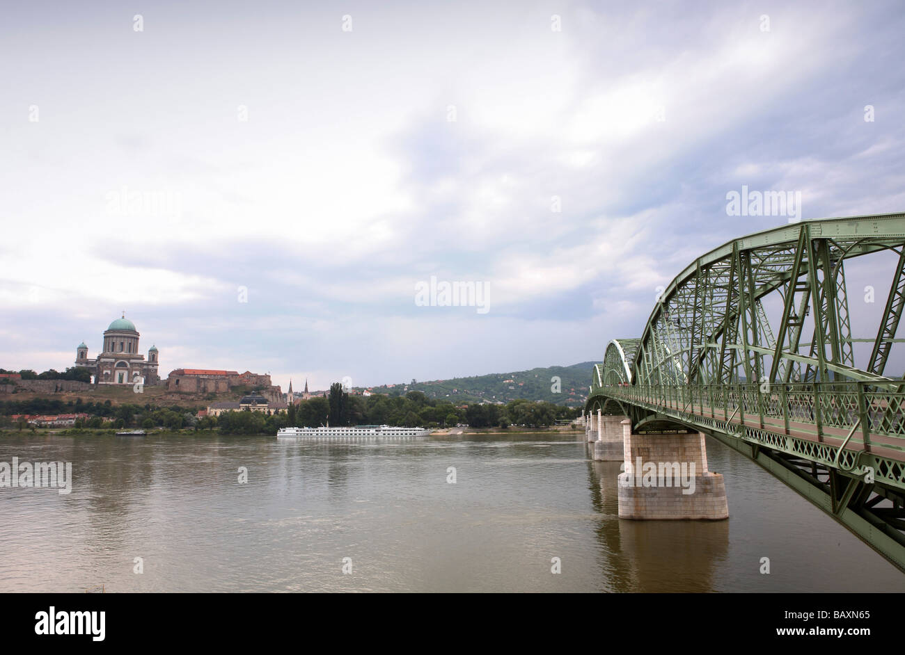 Mária Valéria Bridge and The Esztergom Basilica, Esztergom, Hungary Stock Photo