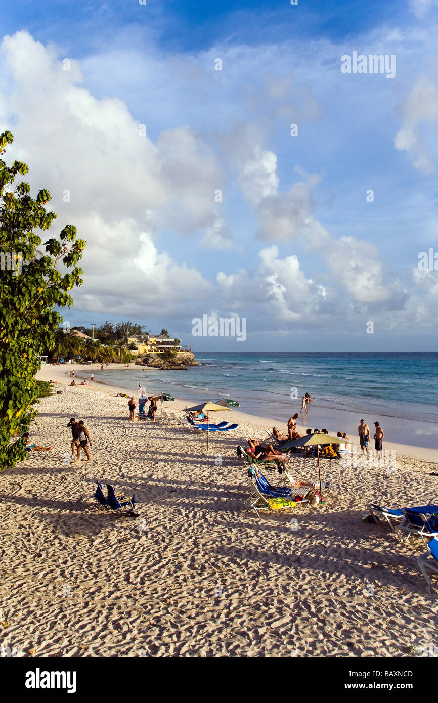 People relaxing at Accra Beach, Rockley, Barbados, Caribbean Stock Photo