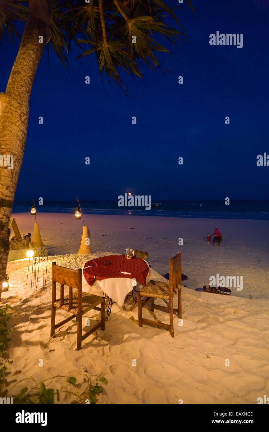 beach restaurant, The Sands, at Nomad, Diani Beach, Kenya Stock Photo