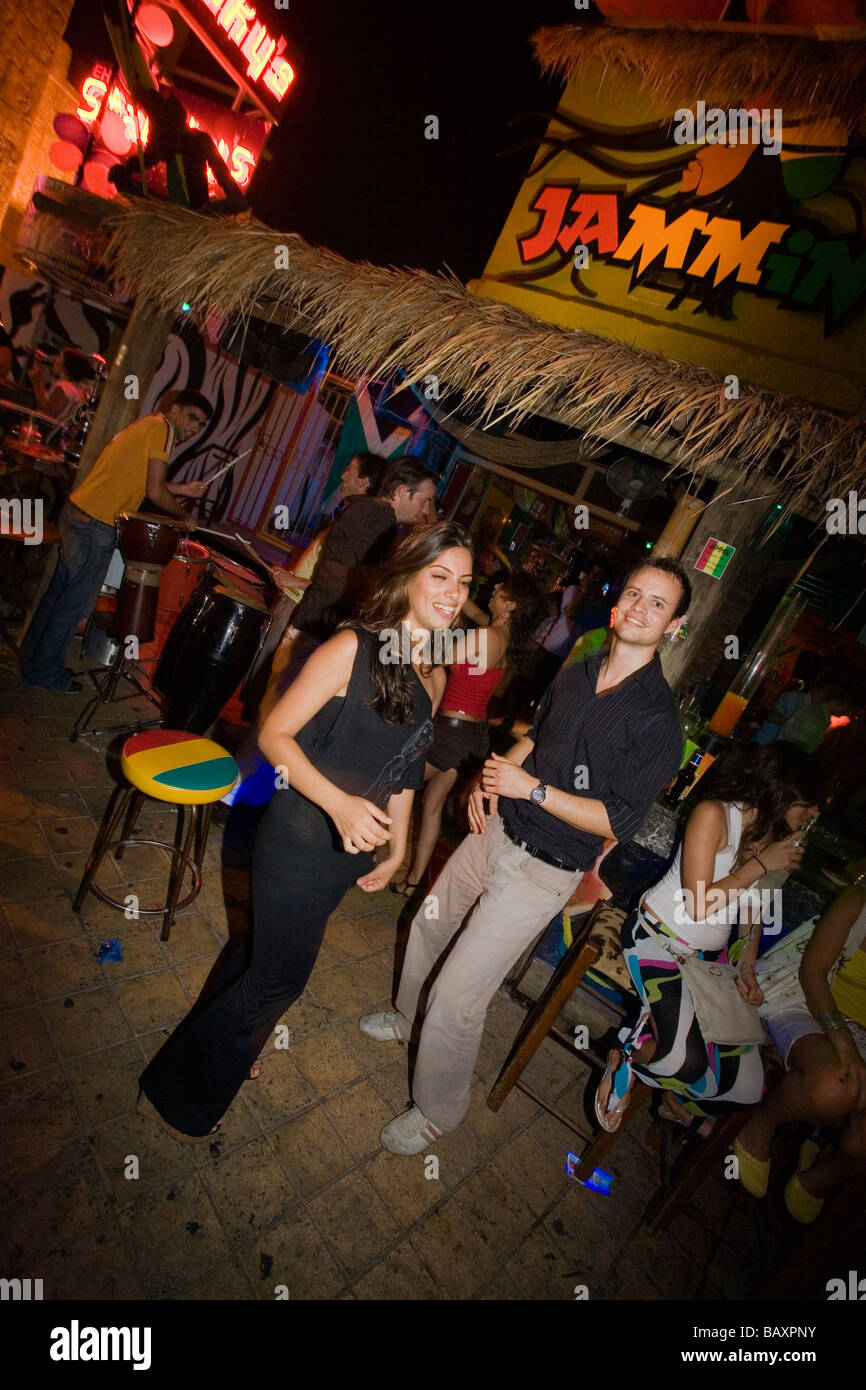 A couple dancing in front of a club, bar, nightlife, Agia Napa, Cyprus