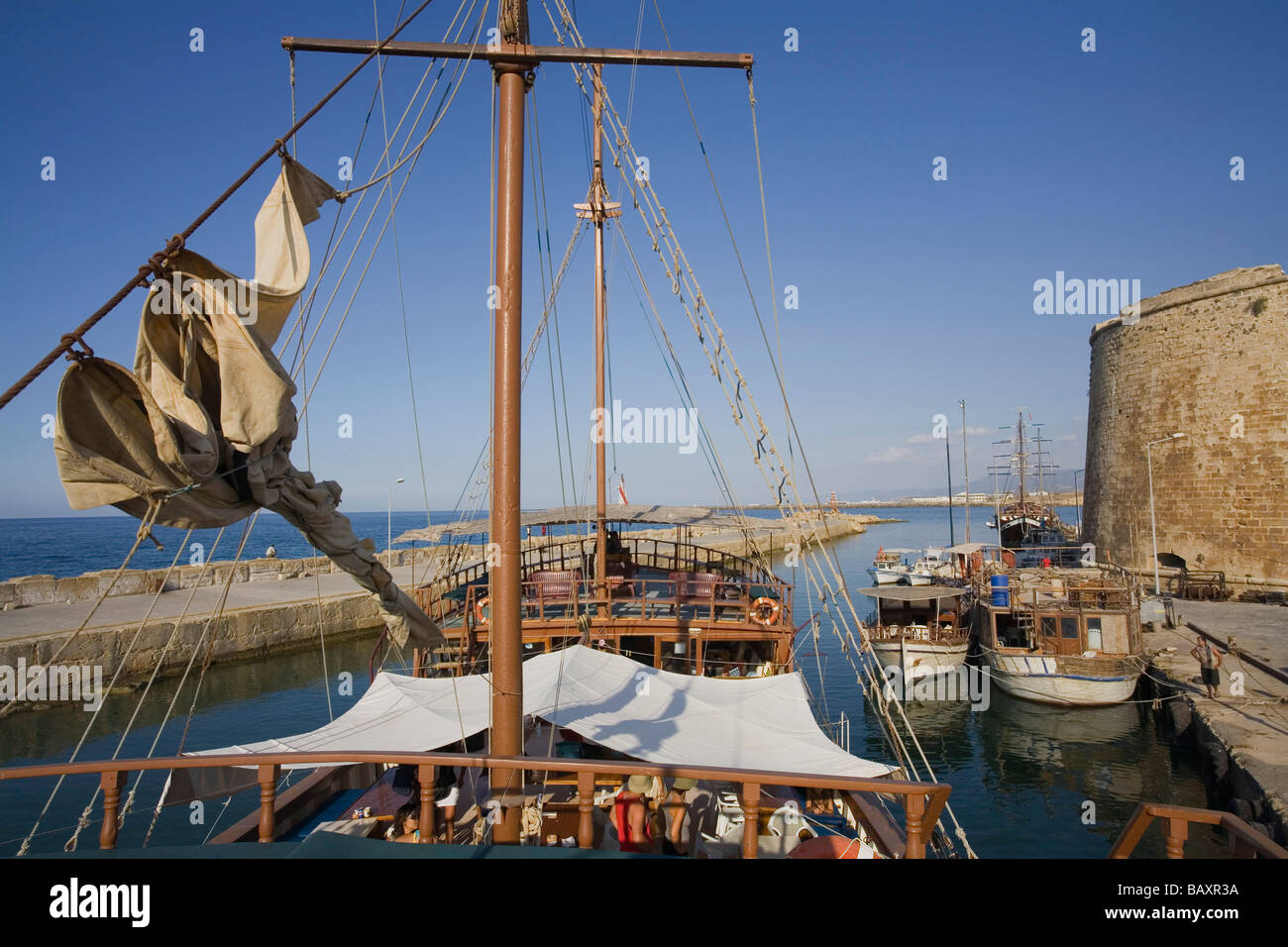 Neptun Pirate boat trip, by Kaleidoskop Turizm, harbour, Kyrenia, Girne, Cyprus Stock Photo