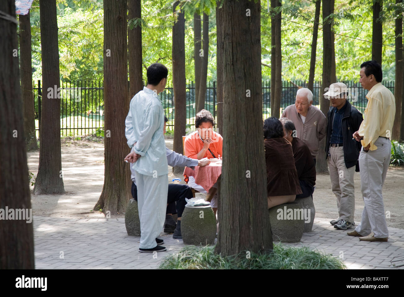 china shanghai public park mah jong changning district zhongshan Stock Photo