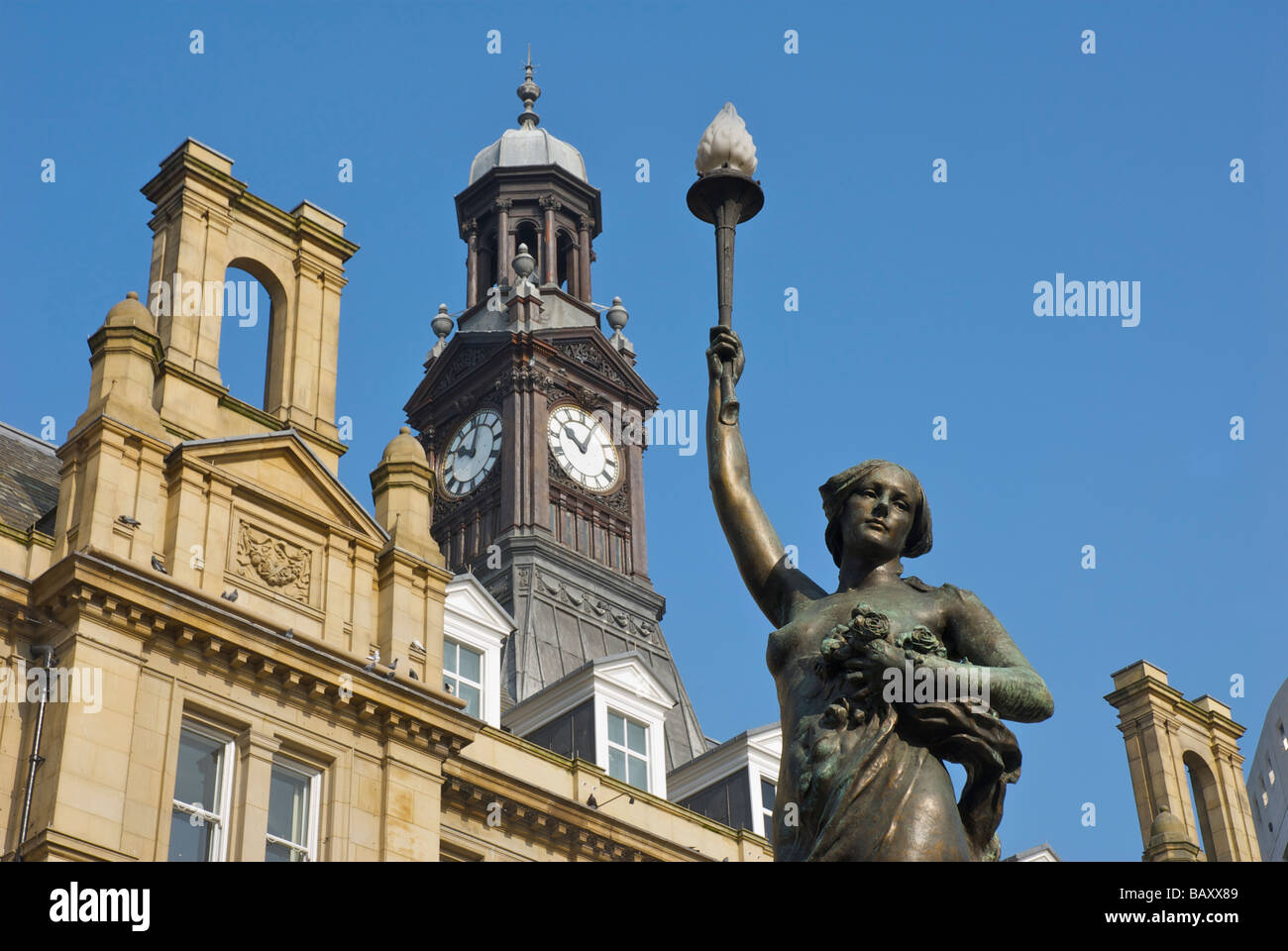 One of the eight nymph sculptures in City Square, Leeds, West Yorkshire, England Stock Photo