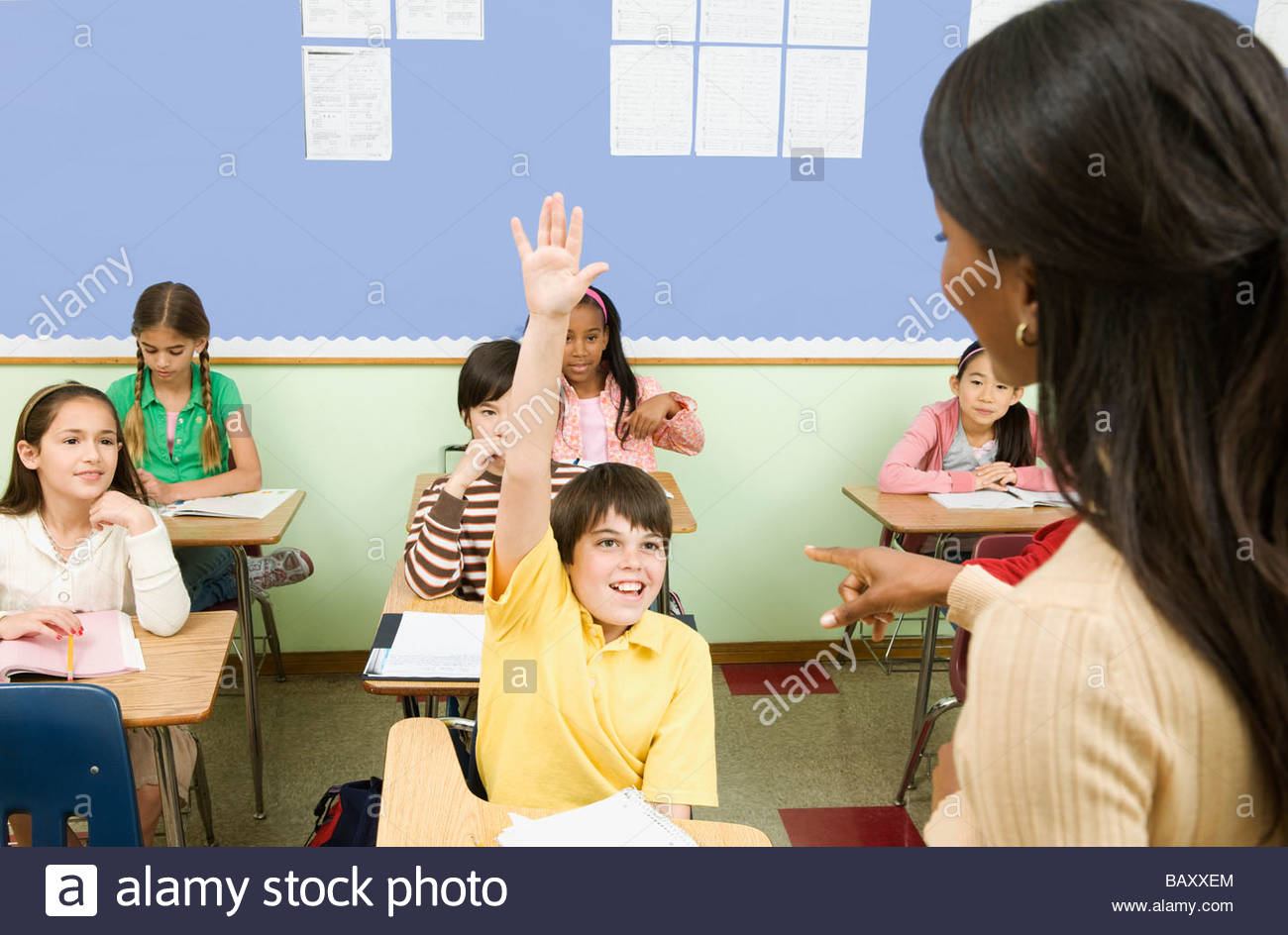 Teacher calling on student in classroom Stock Photo 23948476 Alamy