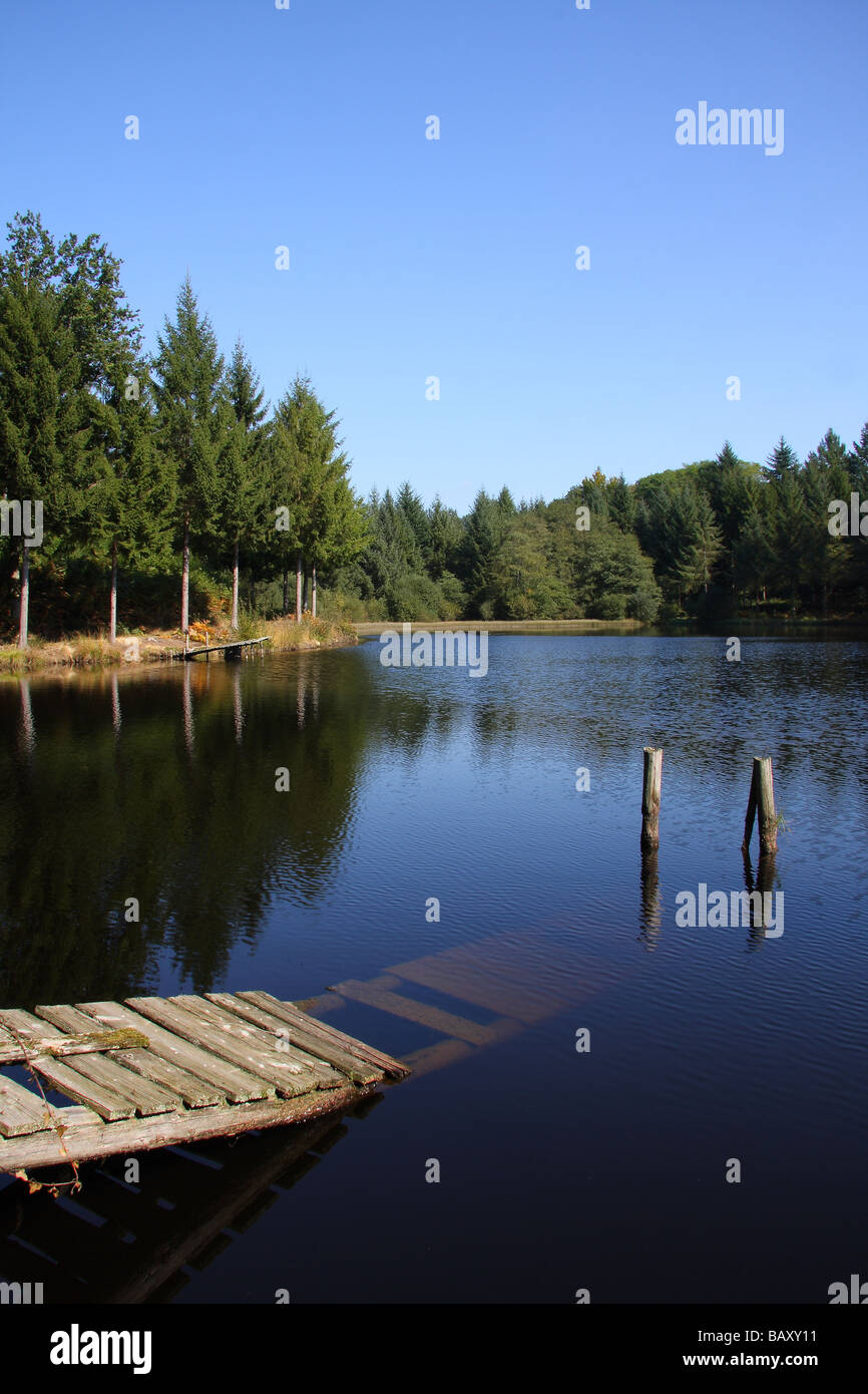 A jetty on a lake which has collapsed into the water Stock Photo - Alamy