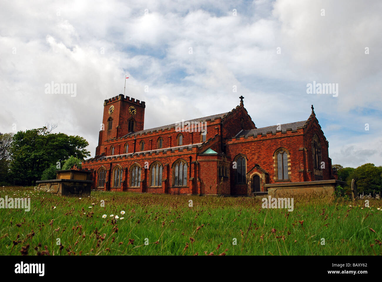 Church view from graveyard Stock Photo Alamy