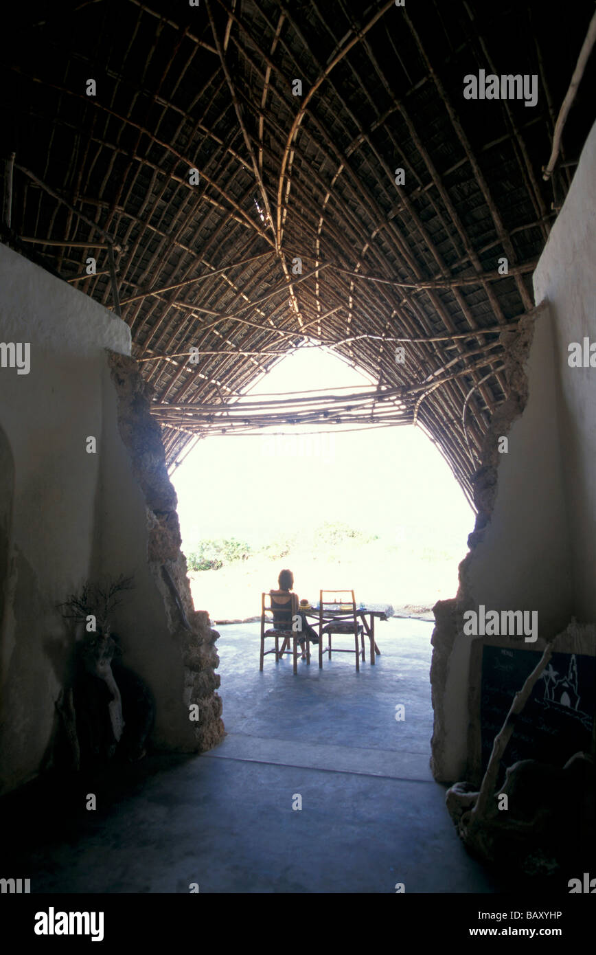 Eco Bungalow for guests, Eco Architecture, Nature Reserve, Chumbe Island, Zanzibar, Tanzania Stock Photo