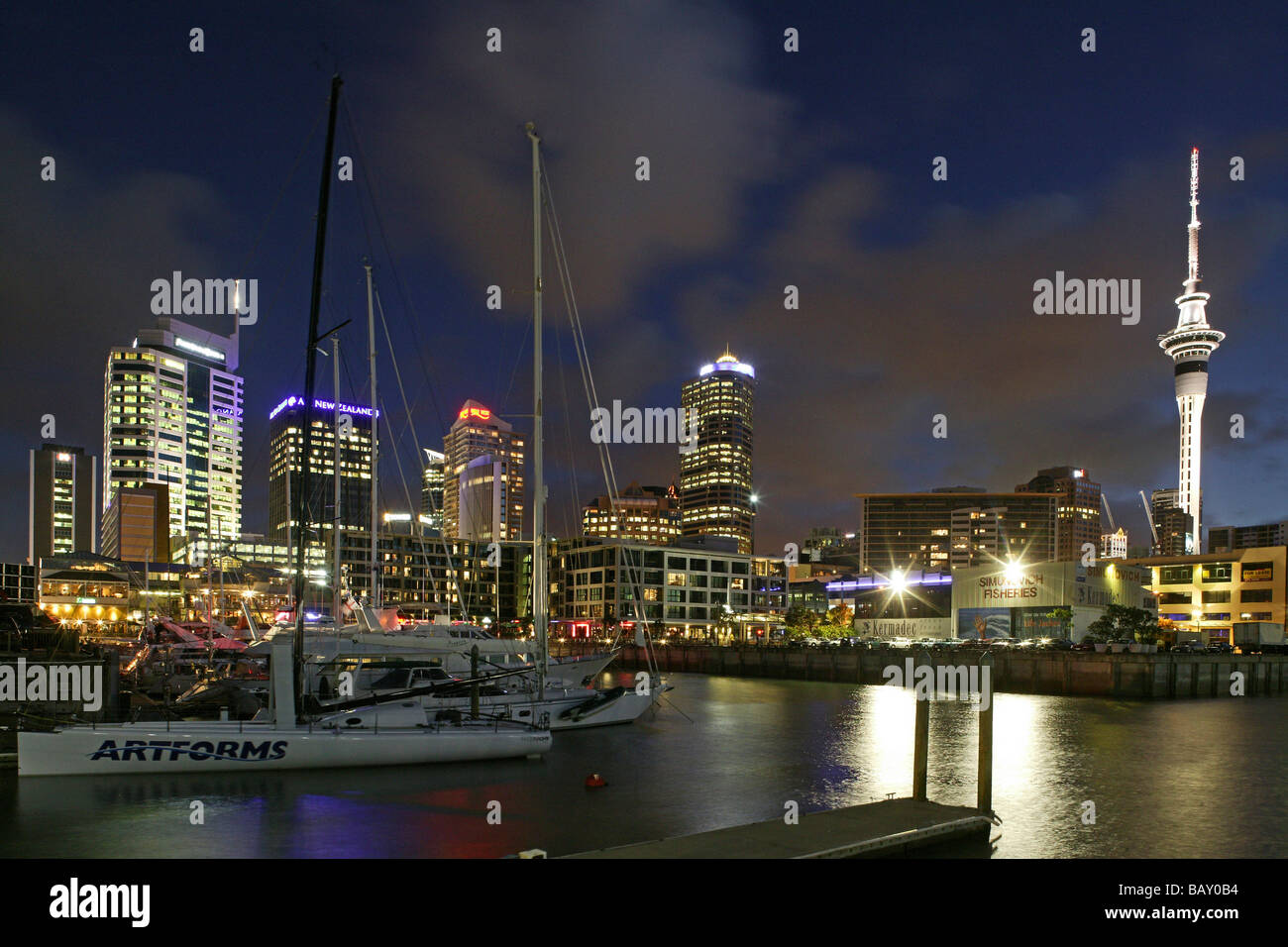 Water front central with skyline, Auckland, New Zealand Stock Photo