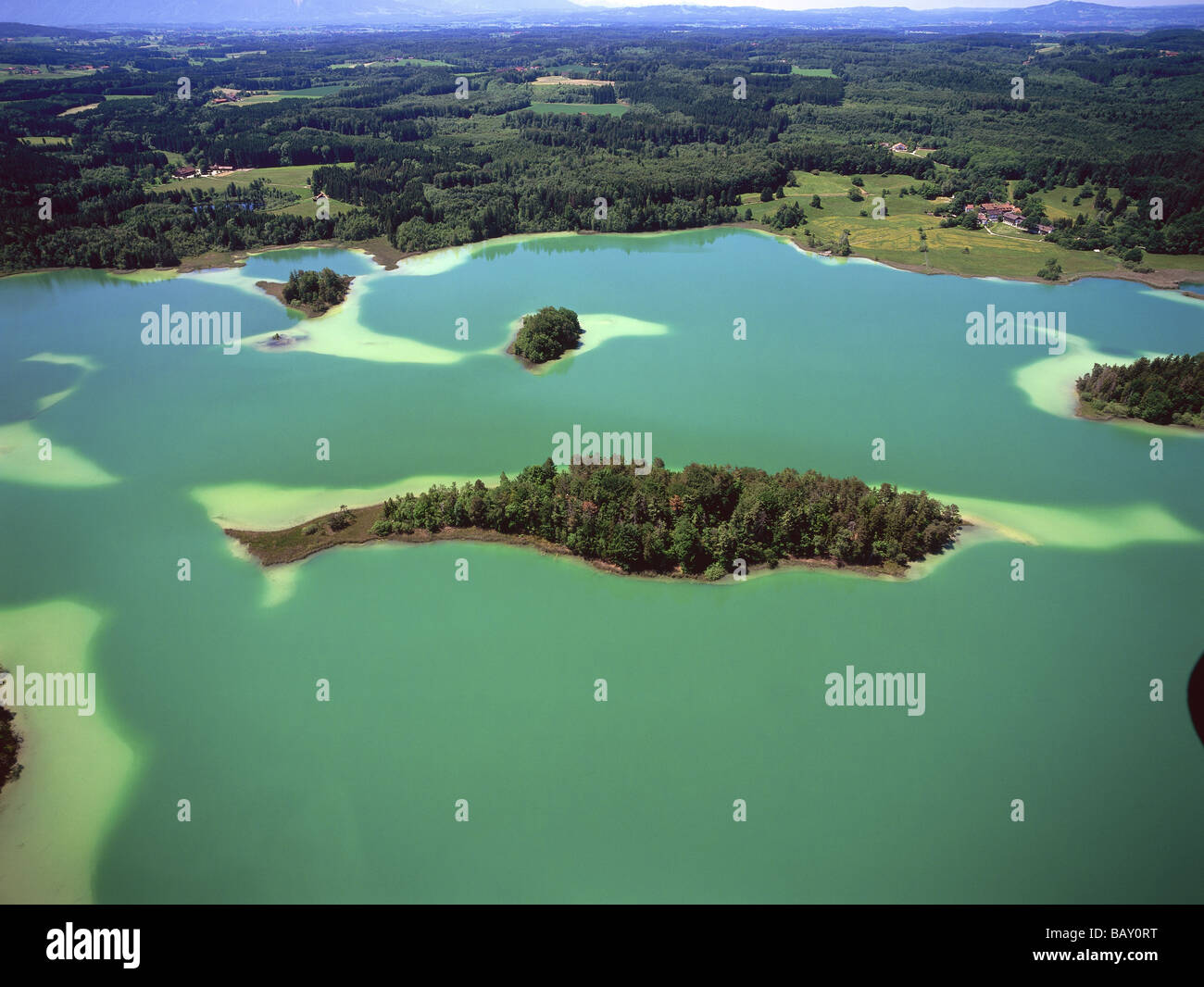 Aerial view of Osterseen, Upper Bavaria, Germany Stock Photo