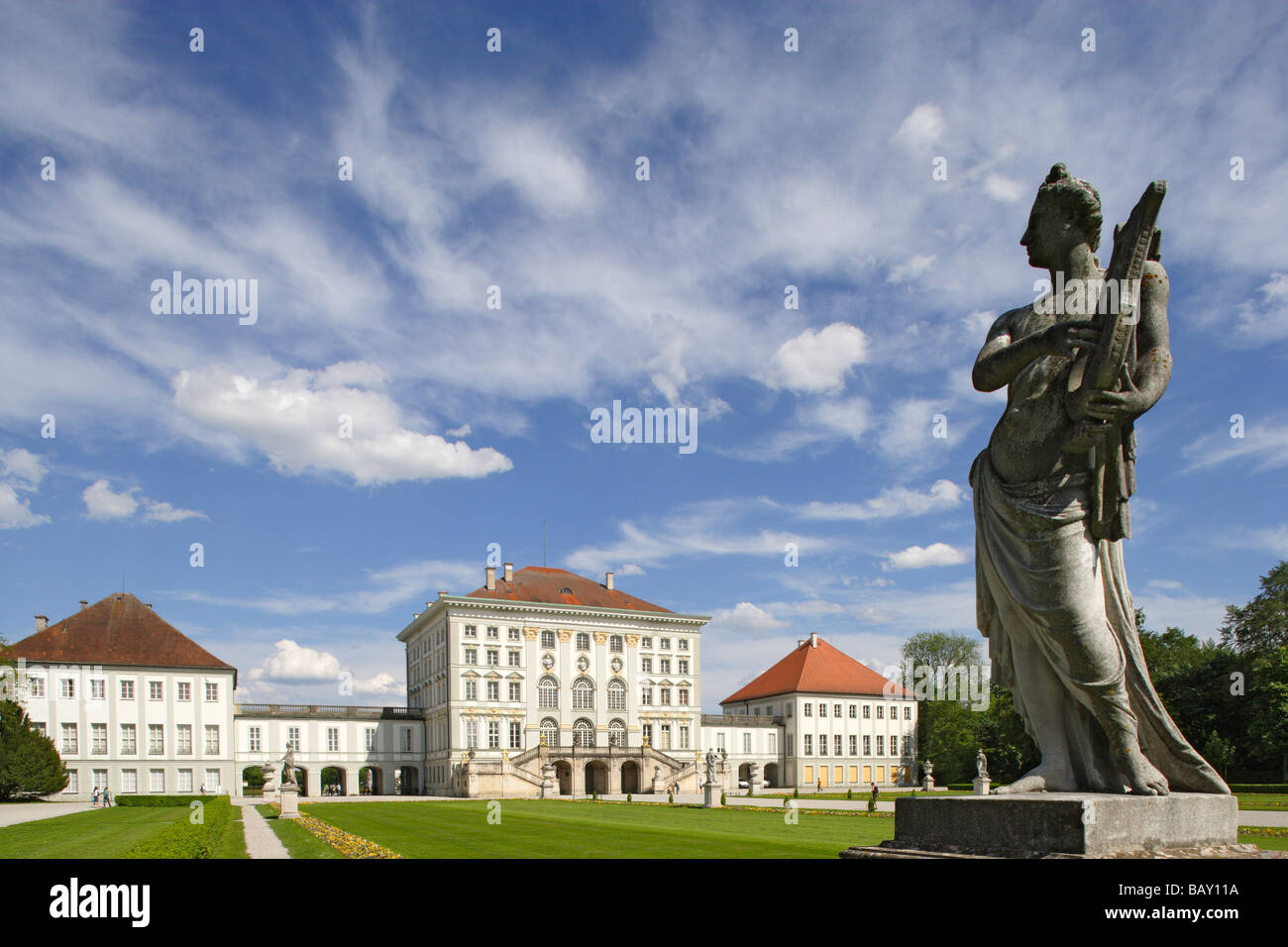 Sculpture on the rear side of Nymphenburg Castle, Munich, Bavaria, Germany Stock Photo