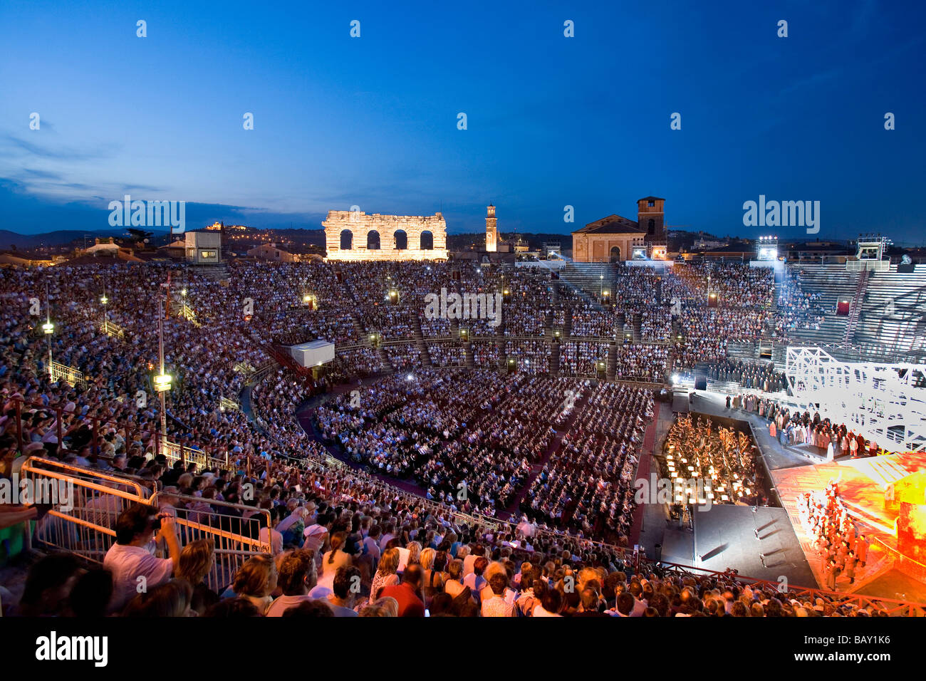 Openair opera performance of Nabbuco in the evening in the Verona