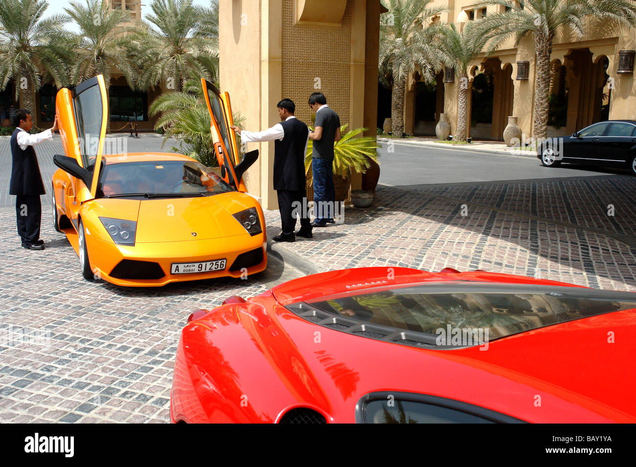 Luxury sport Cars outside Mina A Salam Hotel, Dubai, United Arab