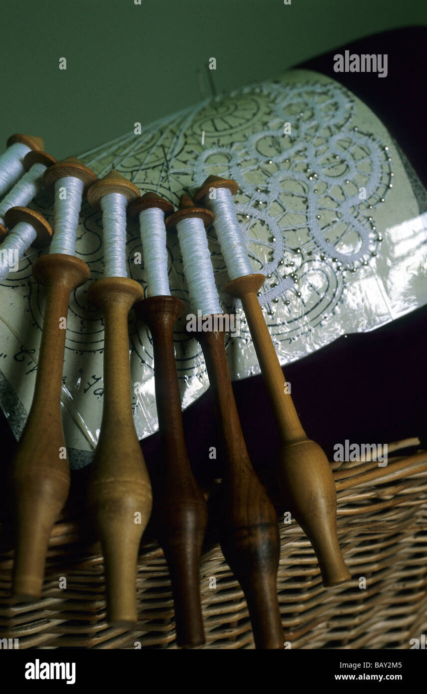 Lace bobbins tools in museum hires stock photography and images Alamy